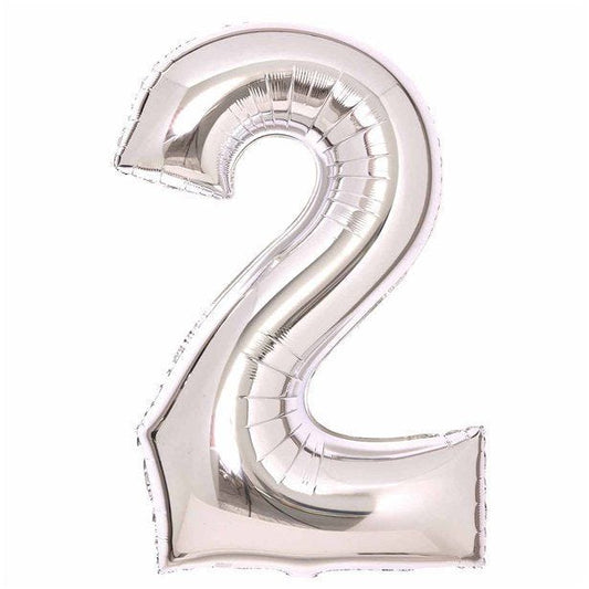 Number 2 Silver Foil Balloon - 34"