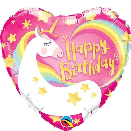 Happy Birthday Unicorn Heart Foil Balloon - 18" Balloon