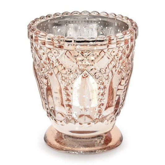 Rose Gold Glass Candle Holder - 8cm (4pk)