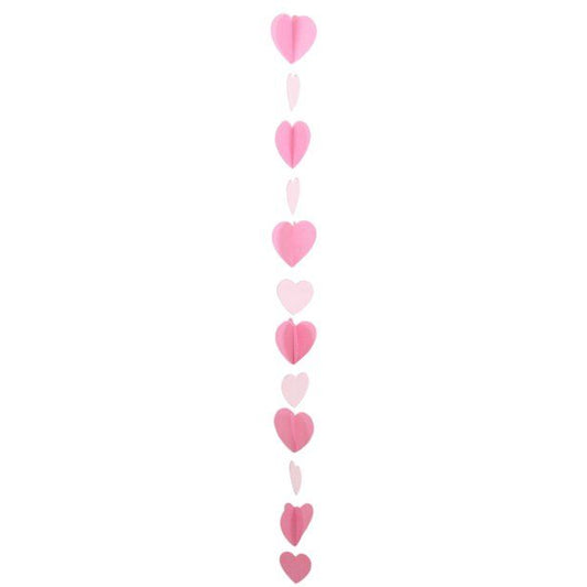 Pink Paper Heart Balloon Tail - 1.2m