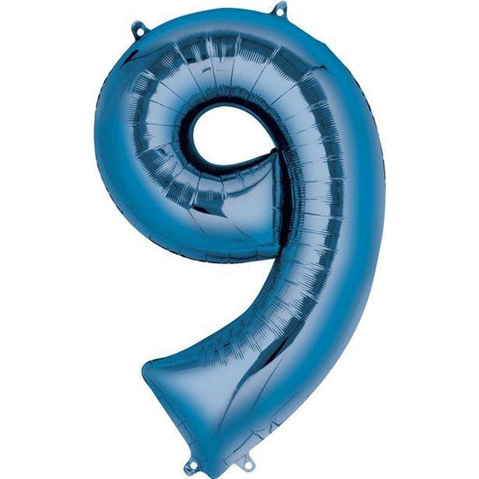 Blue Number 9 Air Filled Balloon - 16" Foil