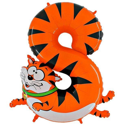 Cat Number 8 Balloon - 40'' Animaloon Foil