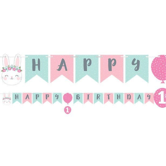 Birthday Bunny Ribbon Banner with Sticker Attachments