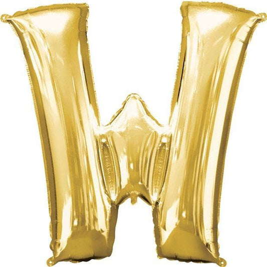Gold Letter W Balloon - 16" Foil