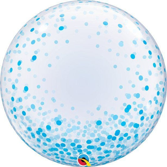 Blue Confetti Printed Bubble Balloon - 24"