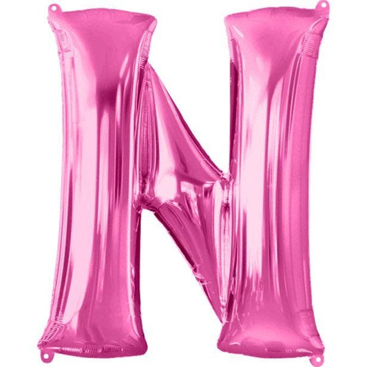 Pink Letter N Balloon - 34" Foil