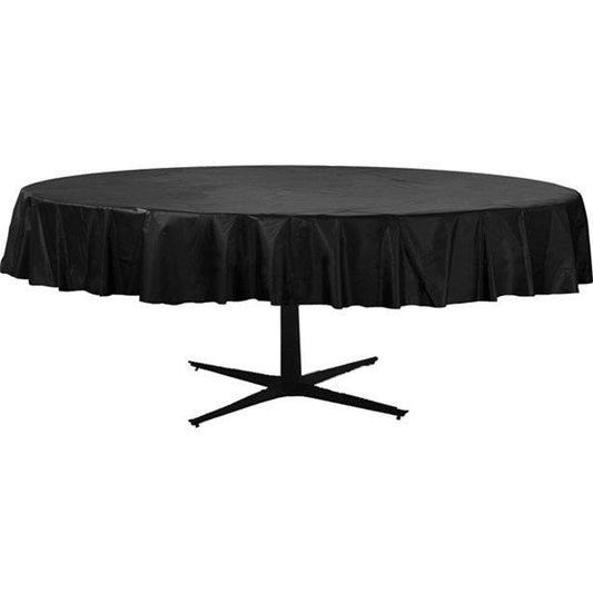 Black Round Plastic Table Cover - 2.1m