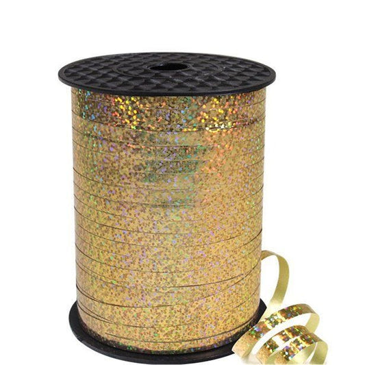 Gold Holographic Curling Balloon Ribbon - 228m