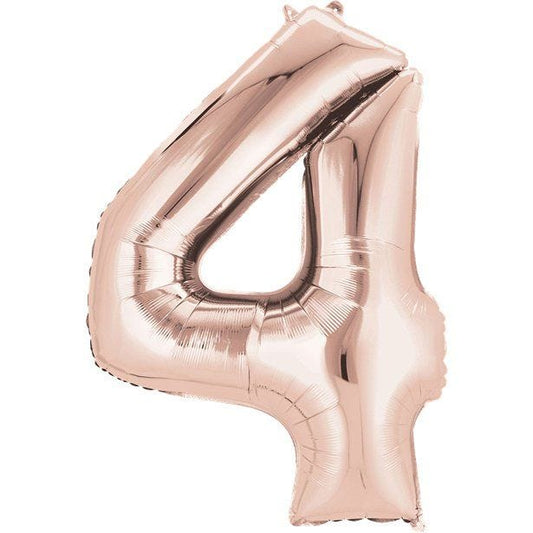 Rose Gold Number 4 Air Filled Balloon - 16" Foil