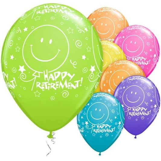 Retirement! Smile Face Balloons Assortment - 11" Latex (6pk)