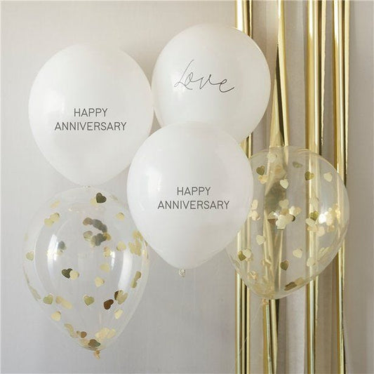 Happy Anniversary Confetti Latex Balloons - 12" (5pk)