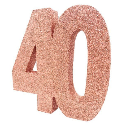 Age 40 Rose Gold Glitter Table Decoration
