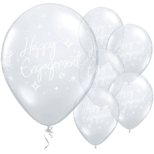 Happy Engagement Diamond Clear Balloons - 11" Latex (25pk)