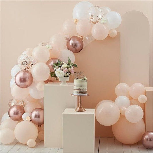 Baby In Bloom Peach & Rose Gold Balloon Arch - 70 balloons