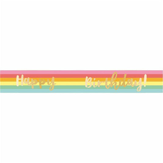 Happy Birthday Add an Age Pastel Rainbow Foil Banner