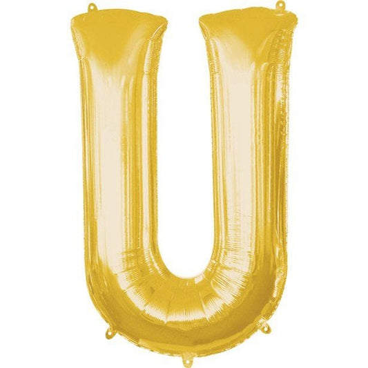 Gold Letter U Balloon - 16" Foil