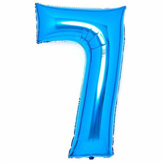 Number 7 Blue Foil Balloon - 34"