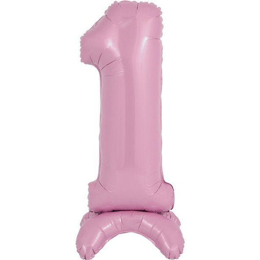 Number 1 Standing Pastel Pink Balloon  - 25" Foil