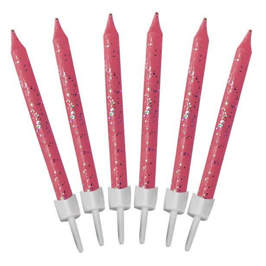 Pink Glitter Candles (12pk)