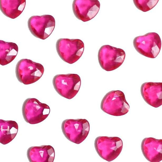 Cerise Pink Heart Table Diamantes (28g pack)