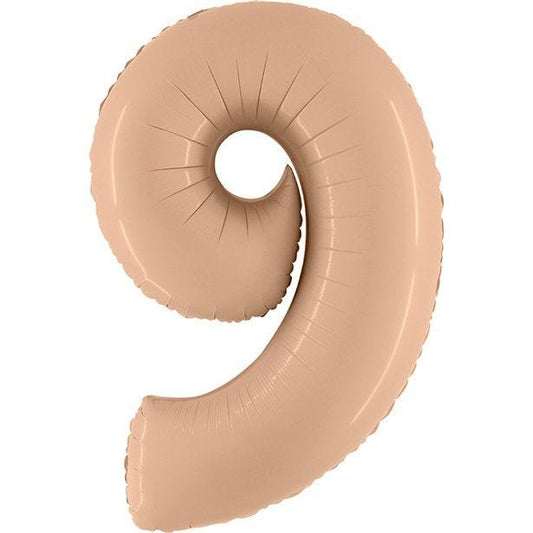 Number 9 Satin Nude Foil Balloon - 40"