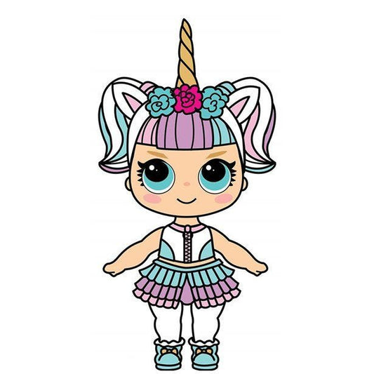 Mini Cute Doll with Large Eyes & Unicorn Horn - 91cm x 47cm