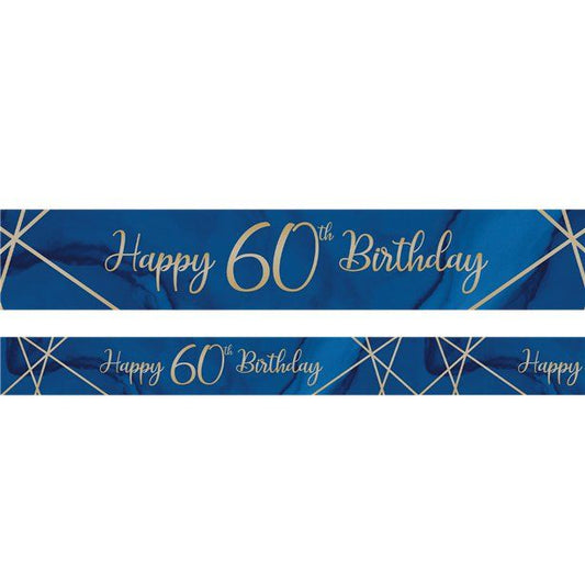 Navy & Gold Geode 'Happy 60th Birthday' Foil Banner - 2.74m