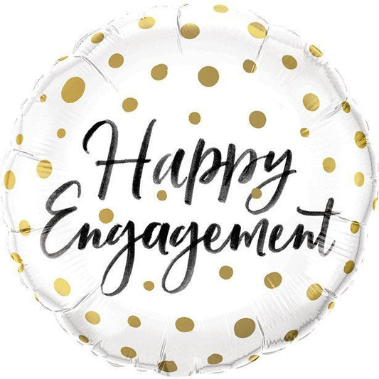 Happy Engagement Gold Dots Balloon - 18" Foil