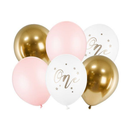 Pastel Pink Age 1 Balloon Bundle - 12" Latex (6pk)