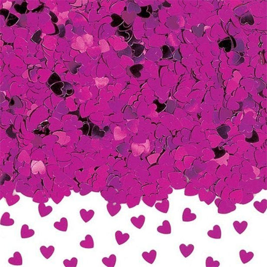 Hot Pink Sparkle Hearts Metallic Confetti (14g pack)