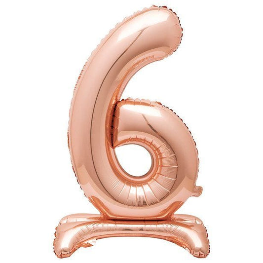 Number 6 Rose Gold Standing Balloon -  30" Foil