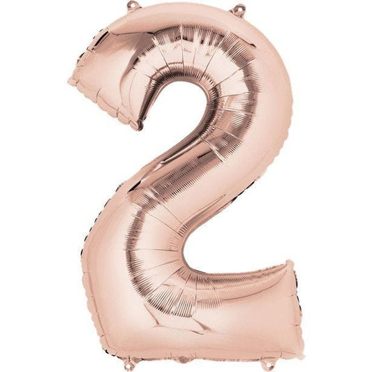 Rose Gold Number 2 Air Filled Balloon - 16" Foil