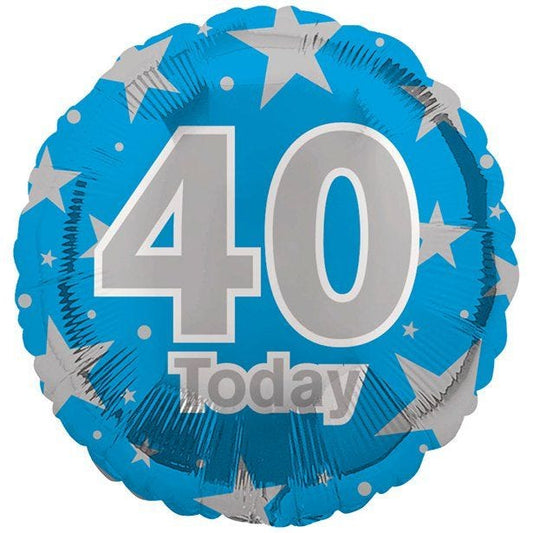 40th Blue Birthday Balloon - 18" Foil
