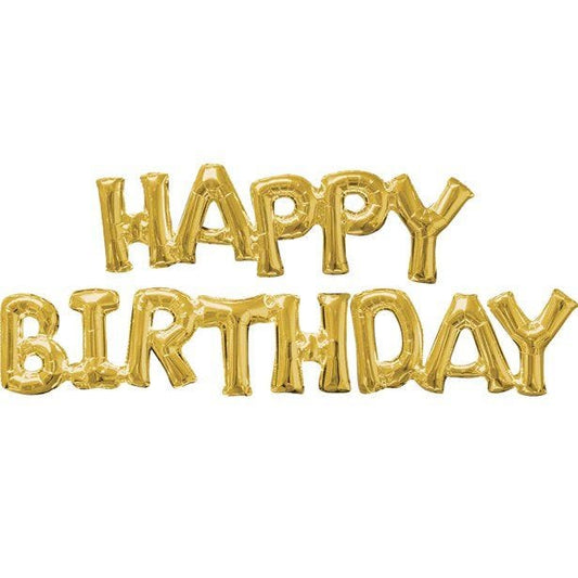 Happy Birthday Gold Phrase Balloons