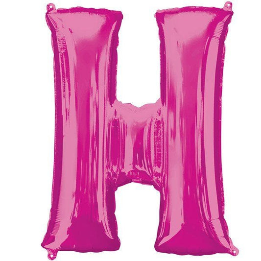 Pink Letter H Air Filled Balloon - 16" Foil