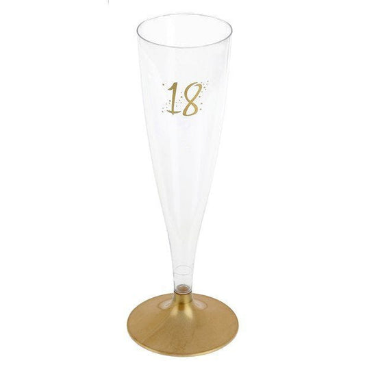 18th Gold Champagne Flutes - 140ml (6pk)