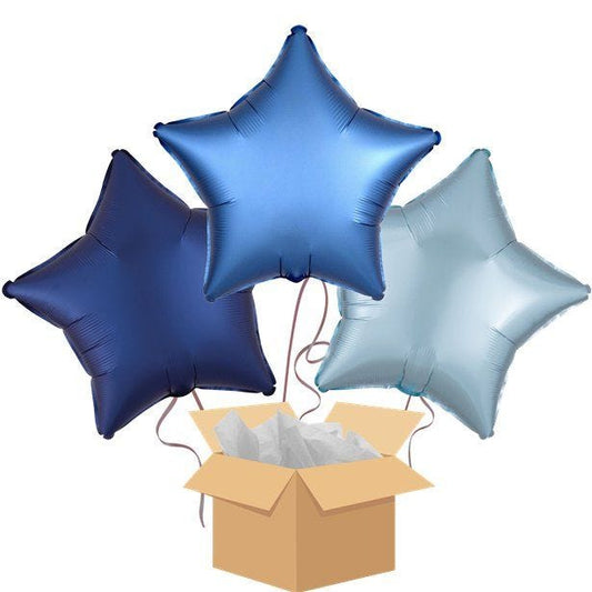 Blue Star Mix Balloon Bouquet - Delivered Inflated