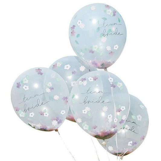Team Bride Flower Confetti Latex Balloons - 12" (5pk)
