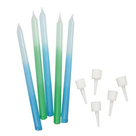 Blue & Green Ombre Candles - 10cm (12pk)