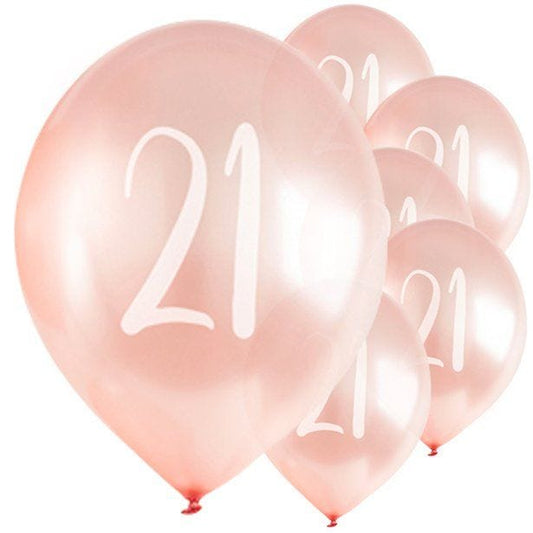 Rose Gold 21st Milestone Balloons - 12" Latex (5pk)