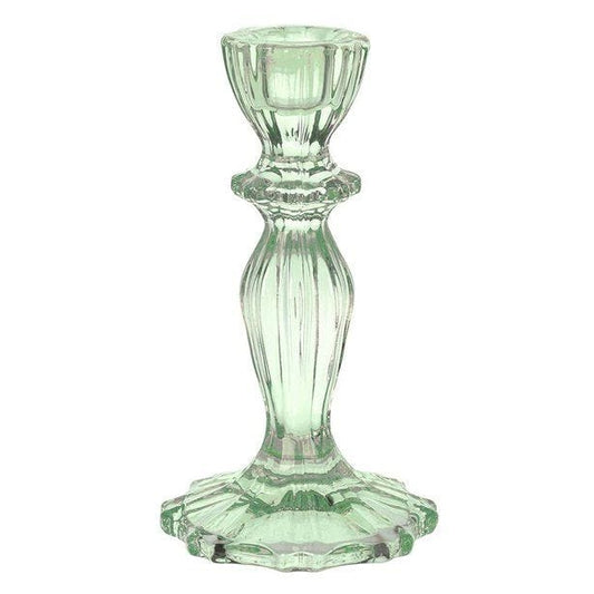 Green Glass Candle Holder - 16cm