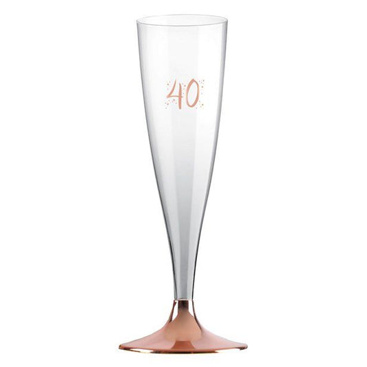 40th Rose Gold Champagne Flutes - 140ml (6pk)