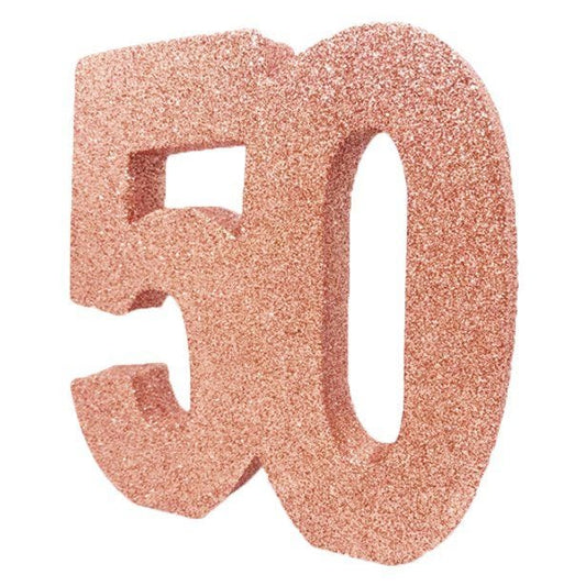 Age 50 Rose Gold Glitter Table Decoration