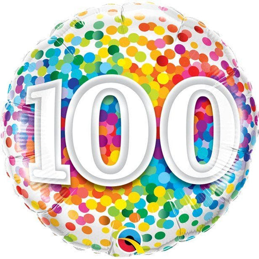 100th Birthday Rainbow Confetti Balloon - 18" Foil
