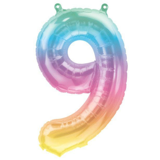 Pastel Ombre Number 9 Balloon - 16" Foil