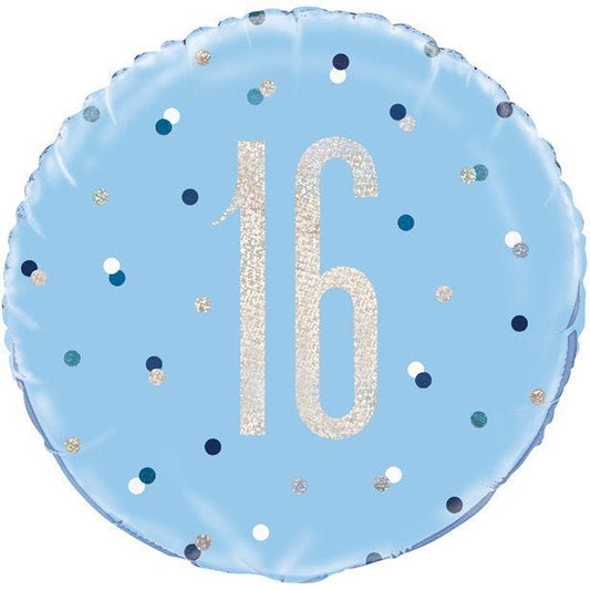 Blue 16th Birthday Foil Balloon - 18"