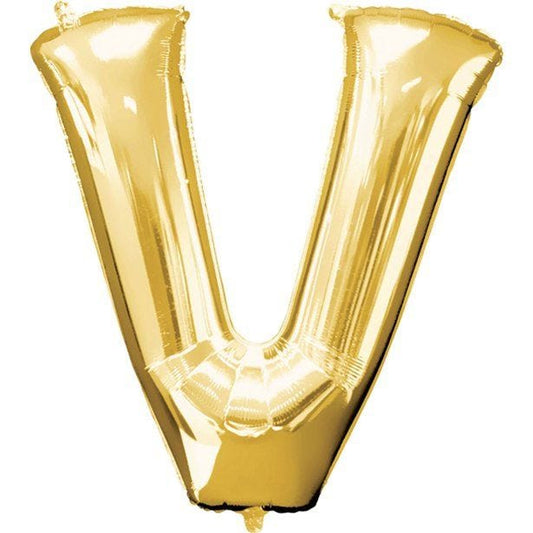 Gold Letter V Balloon - 34" Foil