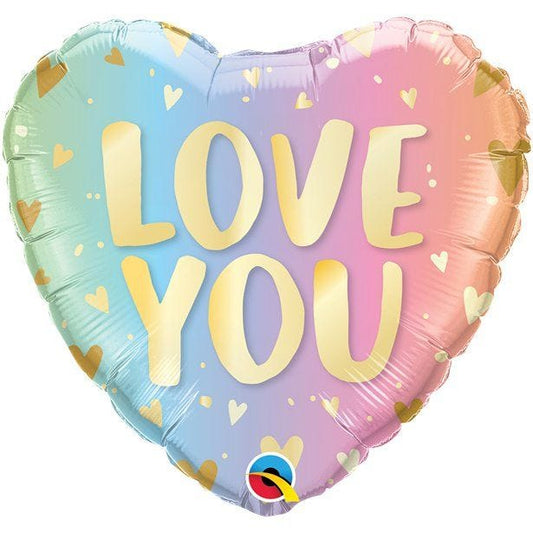 Pastel Ombre & Hearts Love Balloon - 18" Foil