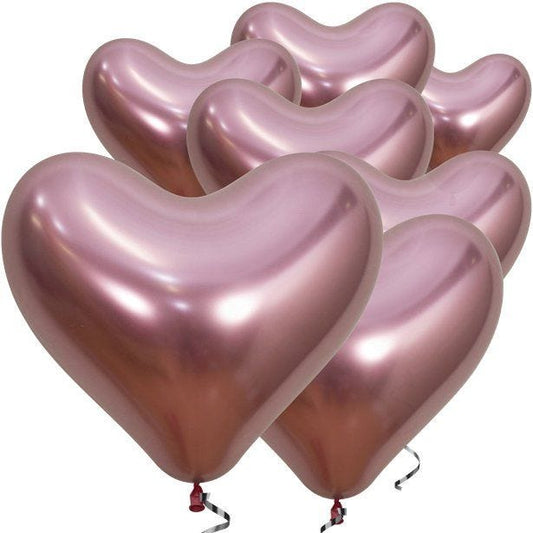 Reflex Crystal Pink Heart Balloons - 14" Latex (50pk)