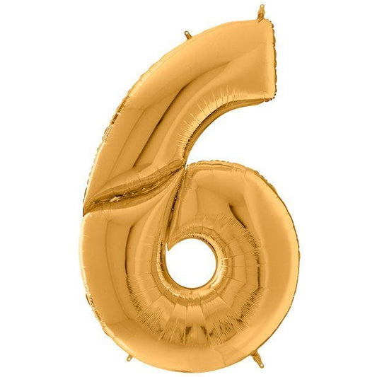 Number 6 Gold Foil Balloon - 64"